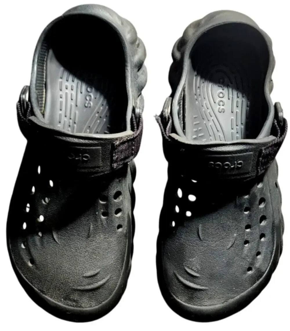 Crocs Slip On Unisex Echo Clogs Black Adjustable Strap J5